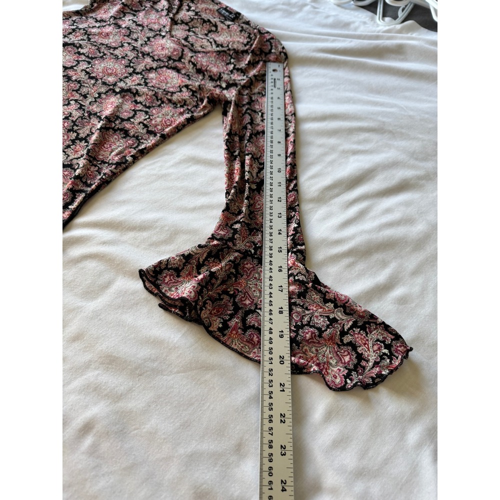 B.I.Y.A.Y.C.D.A. Paisley Bell Sleeve Top‎ Pink Multi Boho Cottagecore Y2K Hippie - Picture 9 of 11